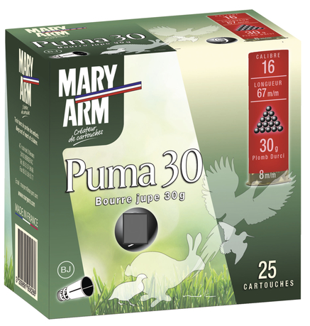 25 CARTOUCHE MARY ARM PUMA 30 CAL 16/67